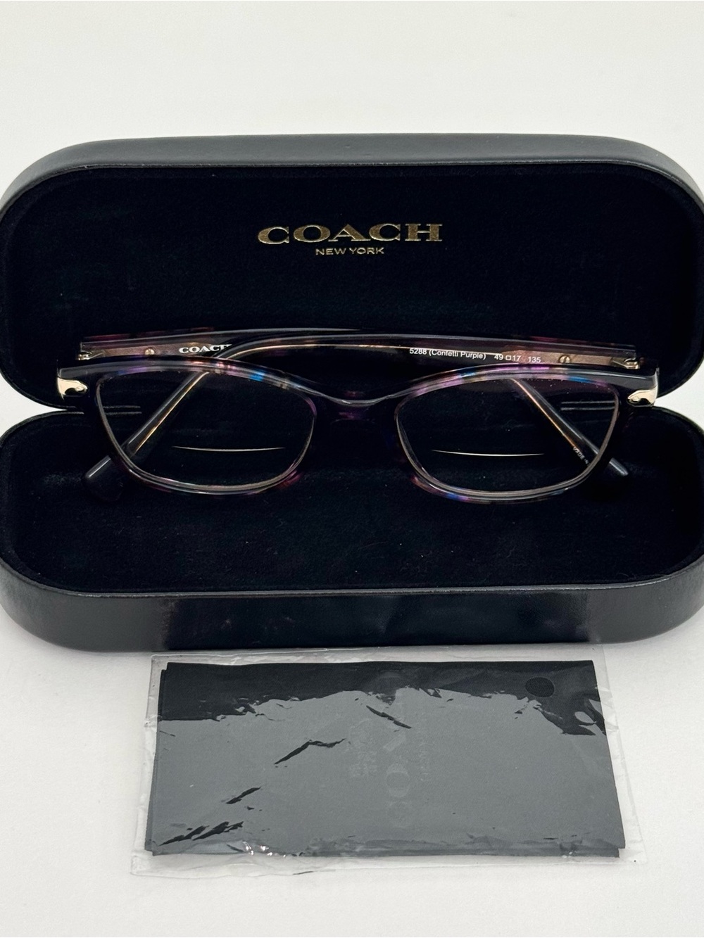 Coach Confetti Purple Tortoise Rectangular Women's Prescription Size Glasses